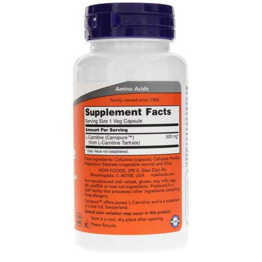 L-Carnitine Capsules 500 Mg, NOW